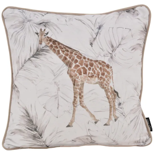 Gek op Kussens! Velvet Giraffe Kussenhoes | Velours / Fluweel - Polyester | 45 x 45 cm Wit - Bruin - Beige