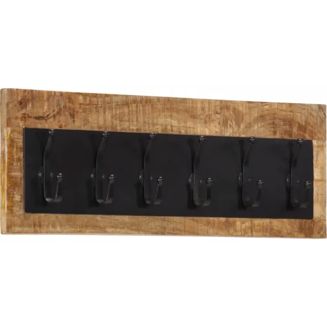 vidaXL Wandkapstok met 6 haken massief mangohout Bruin