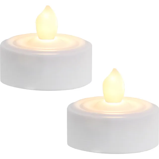 Star Trading Paulo LED theelichtjes - set van 2 - op batterijen - D 3.6 cm - H 2.9 cm Wit