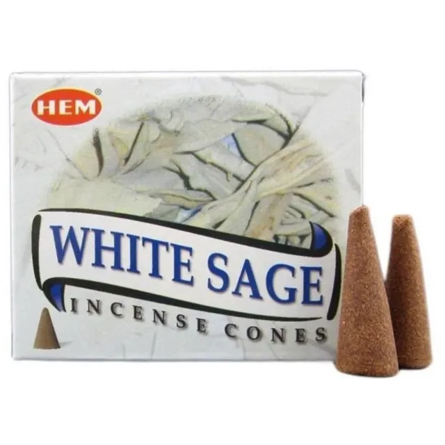 HEM Wierook kegels HEM white sage - 1 doosje met 10 cones wit