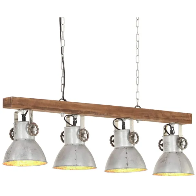 vidaXL Plafondlamp industrieel E27 mangohout zilverkleurig