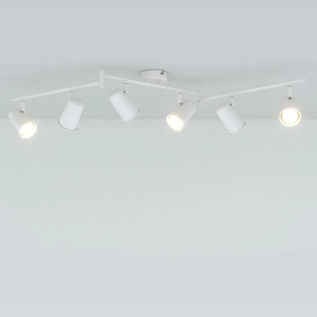 HOFTRONIC Riga witte LED plafondlamp 6 spots – kantelbaar en draaibaar – opbouwspots wit – GU10 - 4000K warm wit - Plafondspots - IP20 - woonkamer en gang