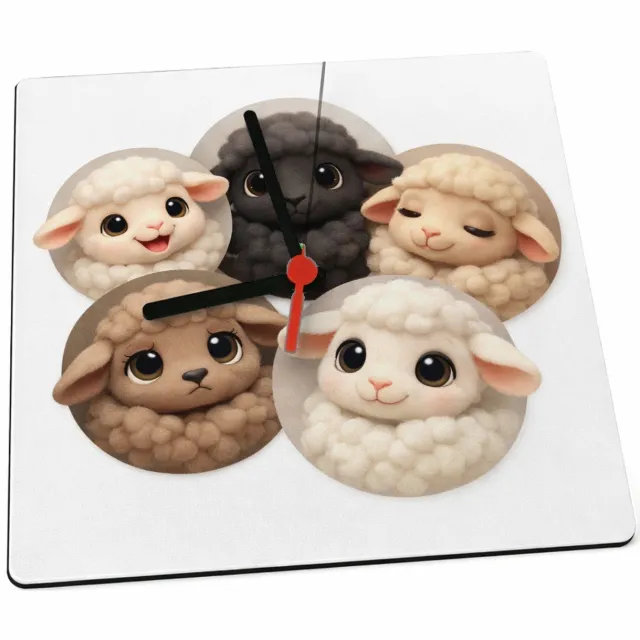 Mr Cadeautjes Klok 19 x 19 - design Mini-galerij van schattige boerderijdieren in losse cirkels | cadeau Wit