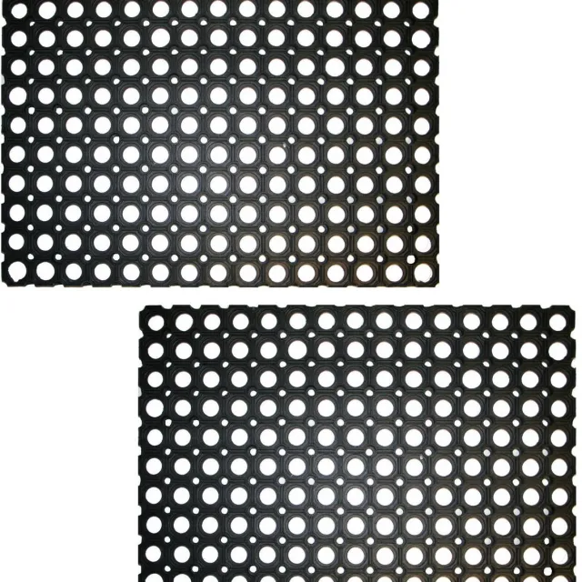 Benson Deurmat - 2x - voor buiten - rubber - 60 x 80 cm - Droogloopmat - schoonloopmat Zwart