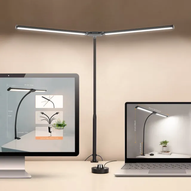 Lampen District Bureaulamp – Bureaulamp LED Dimbaar – Bureaulamp met Klem – Tafellamp – Hobbylamp – Ledlamp - 10 Lichtstanden zwart