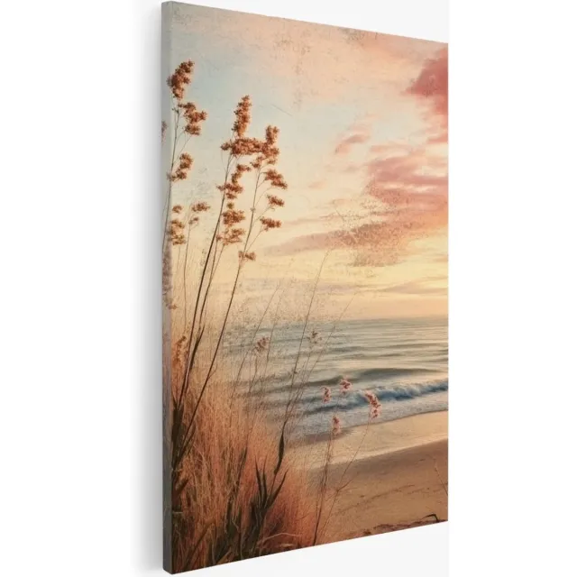 Saammp Canvas Schilderij - Vuurtoren - strand - Zee - 80x120 - Foto op canvas - Wanddecoratie - muurdecoratie Woonkamer - Slaapkamer decoratie - Canvas Print Multicolor