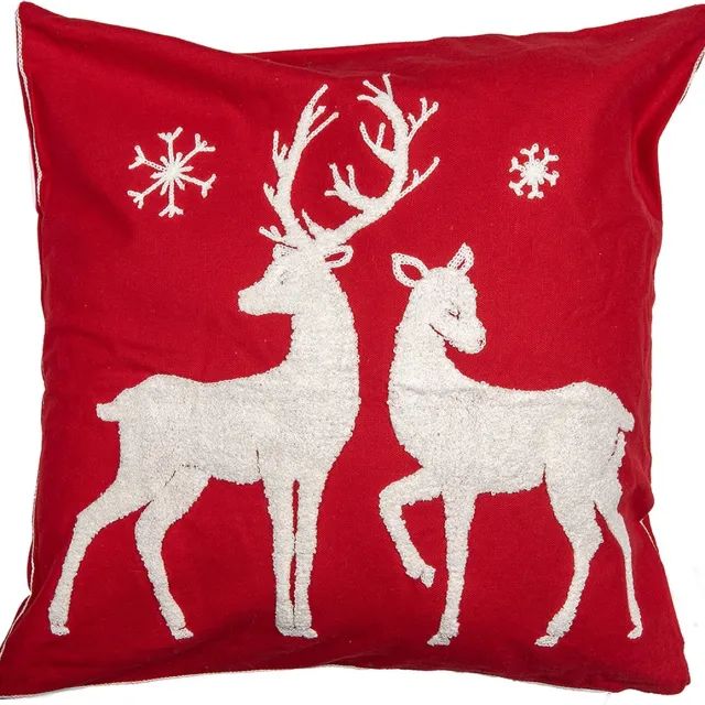 Clayre & Eef Kussenhoes 45x45 cm Rood Wit Polyester Rendieren