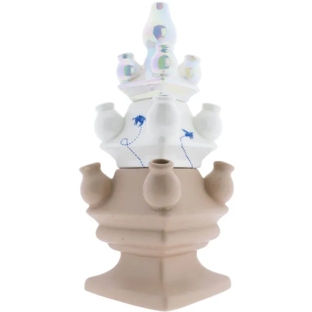 Heinen Delfts Blauw Tulpenvaas Stapelgekte Bezige Bij - Keramiek - 40 cm Multicolor