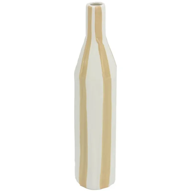 Homebound by Kolony HomeBound by KY | Aardewerk vaas stripe drab | bloemenvaas gestreept beige Taupe