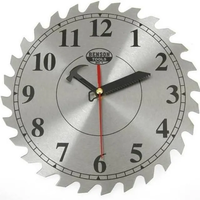Tools Wandklok - Metalen Cirkelzaag - Tijdklok - Klok - 25cm Zilvergrijs
