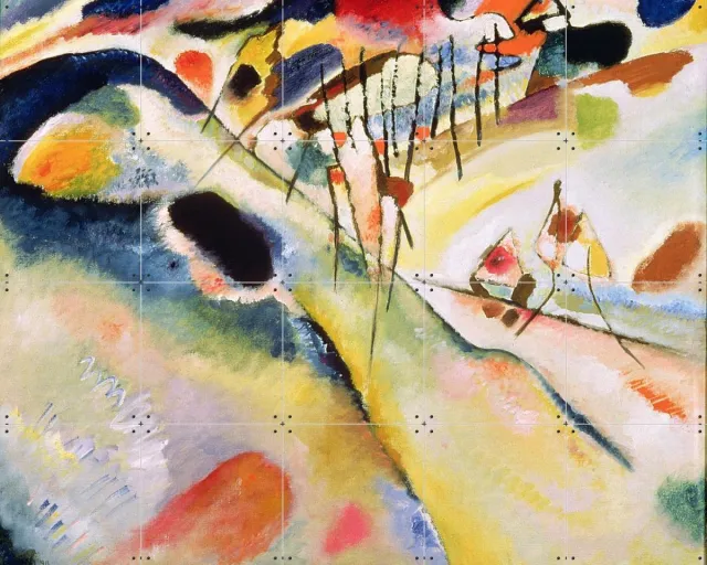 IXXI Landscape, Kandinsky & Bridgeman Images - 100 x 80 cm - Grote wanddecoratie en posters - Abstract, Olieverf, Kleurrijk, Klassiek, Slaapkamer Blauw / Kleur