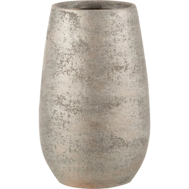 J-Line vaas Oneffen Ruw - keramiek - zilver - small - 31 cm hoog