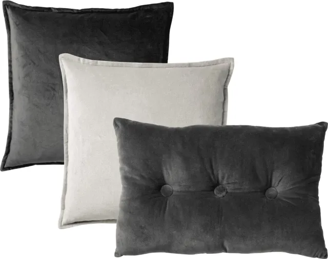 Dutch Decor KUSSENSET - 3-delig - Caith & Valerie - 50x50 cm, 40x60 cm - sierkussens inclusief binnenkussens - antraciet, grijs - Met Ritssluiting – Decoratie set sierussens - Comfortabele kussentjes voor op de Bank