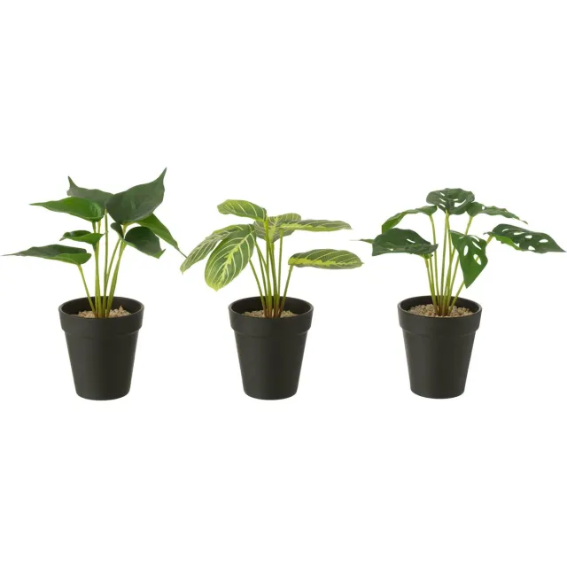 J-Line plant in pot - kunststof - groen - 3 stuks