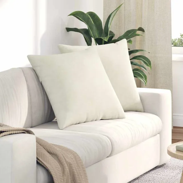 vidaXL Sofa Kussens 2 st fluweel Crème 80 x 80 cm