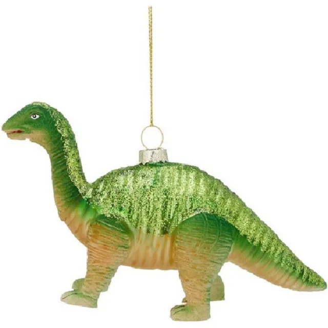 Bellatio Decorations 1x Kersthanger figuurtjes glazen dinosaurus groen 16 cm - Kerstornamenten en kersthangers - Kerstboom versiering