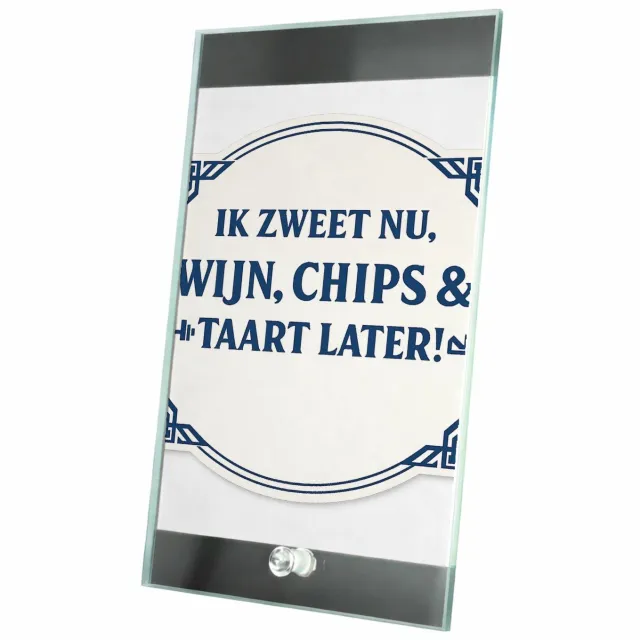 Mr Cadeautjes Glasframe 15 x 23 - design Eenvoudige symmetrische cadeautegel met sportieve zelfspot. | cadeau Wit