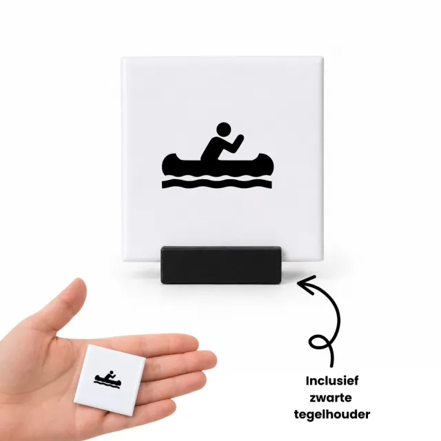 Hacebo Roeien tegeltje met tegelhouder - Roeien - Beste roeiers - tegeltjes met tekst - Sport - peddelen - cadeau - hobby - spreuktegels - 4.8x4.8 CM Wit