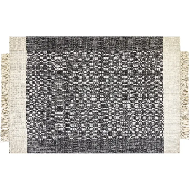 Beliani ATLANTI - Modern vloerkleed - Gebroken wit - 160 x 230 cm - Wol Zwart