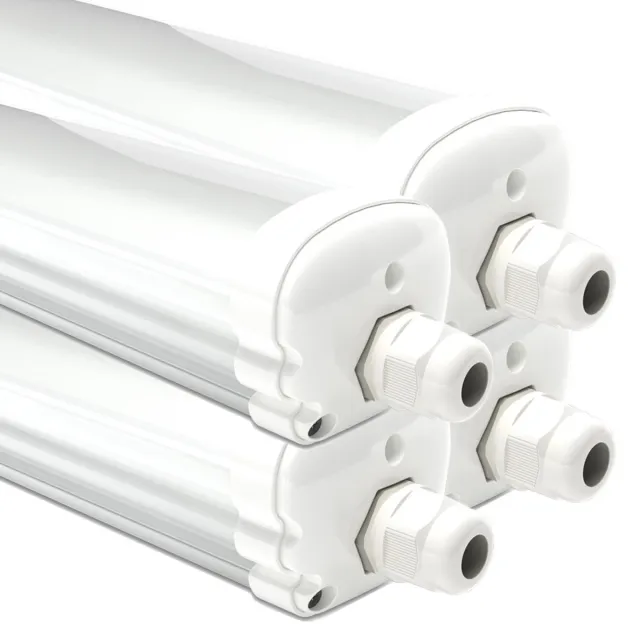 HOFTRONIC S Series - 4 Pack LED TL armaturen 150cm - IP65 waterdicht - 4000K Neutraal wit licht - 48W 5760 Lumen - Koppelbaar - Tri-Proof plafondverlichting - TL LED verlichting met armatuur