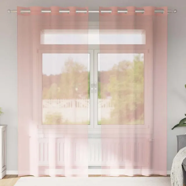 vidaXL Gordijnen met doorvoertules 2 st 140x225 cm roze