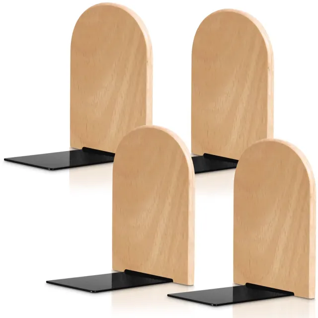 Novaware Boekensteun - 4 Stuks - Boekensteunen - Plank Organizer - Boekenhouder – Boekenrek - Boeksteun - Beukenhout Lichtbruin