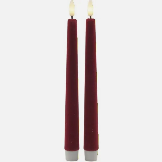 Sirius Sille Velvet LED Dinerkaarsen – Cherry Rood – Set van 2 – 25 cm – Flakkerende Vlam Cherry Rood - Dinerkaars