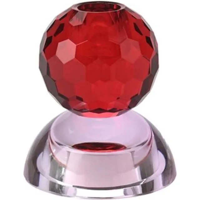 giftcompany Kleurrijke Glazen Kandelaar Sari - Rond - Rood - Roze - Glas - Kristal - Geslepen - Waxinelichthouder