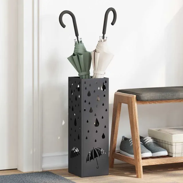 vidaXL Regen paraplu standaard Zwart 15,5 x 15,5 x 49 cm Staal