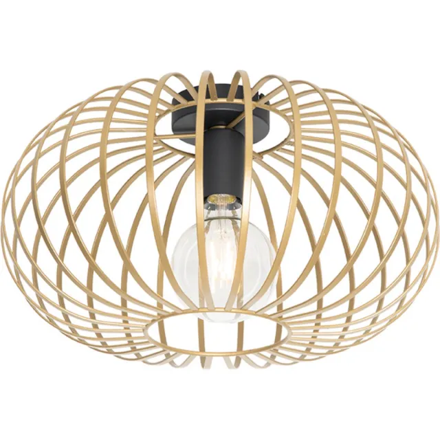 QAZQA johanna - Design Plafondlamp - 1 lichts - Ø 390 mm - Goud - Woonkamer | Slaapkamer | Keuken