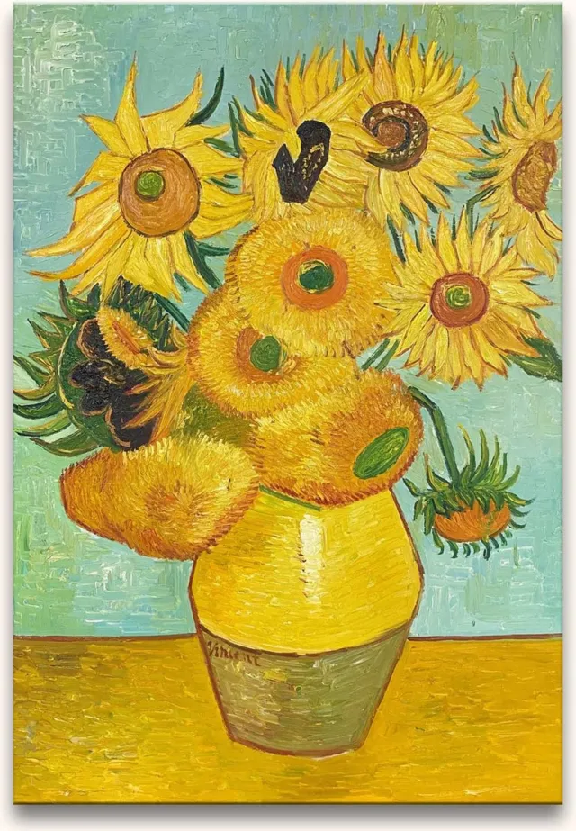 Grootmeesters ® Handgeschilderd schilderij Olieverf op Canvas - Zonnebloemen Geel