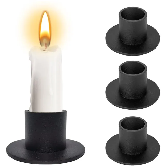 JGS ® Set van Vier Elegante Retro Kandelaars in Mat Zwart voor Stijlvolle Interieurdecoratie