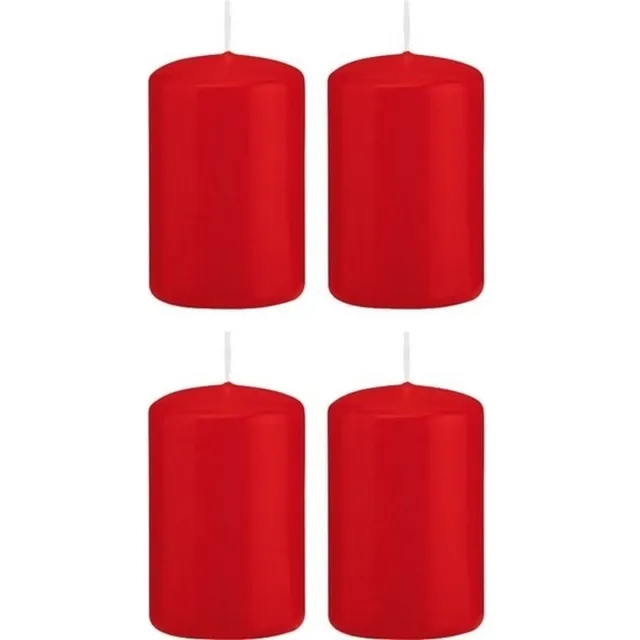 Trend Candles Cilinderkaarsen/stompkaarsen - set 16x - rood - 5 x 8 cm - 18 branduren