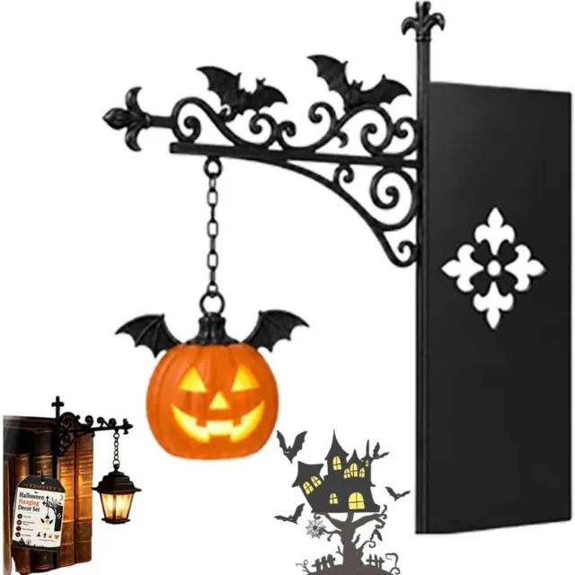 PZCC Boekensteun met Lamp - Boekensteun metaal - Bibliotheeklantaarn - Boekenstandaard - Decoratieve Boekenplankverlichting - Pompoen Bibliotheeklantaarn- Miniatuur Boekenplank Lantaarn - Halloween leeslampje - Voor Boekenliefhebbers & Lezers zwart-A