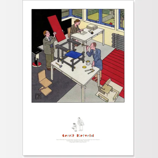 Joost Swarte De Stijl - Joost Swarte - Kunstposter Gerrit Rietveld Full colour