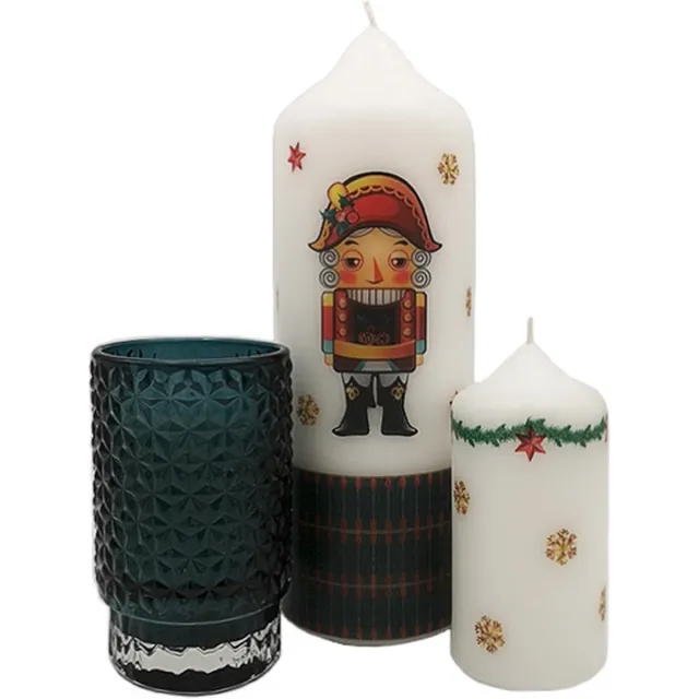 Van Licht Kerstkaarsen Kerst Geschenkset met Kaars in Glazen Potje set van 3 stuks wit/groen