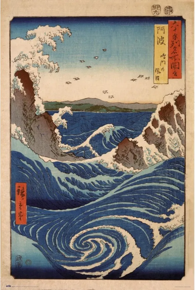 Posterpoint Hiroshige poster - kunst - The Naturo Whirlpools -Japans - Manga - zee - 61 x 91.5 cm multi