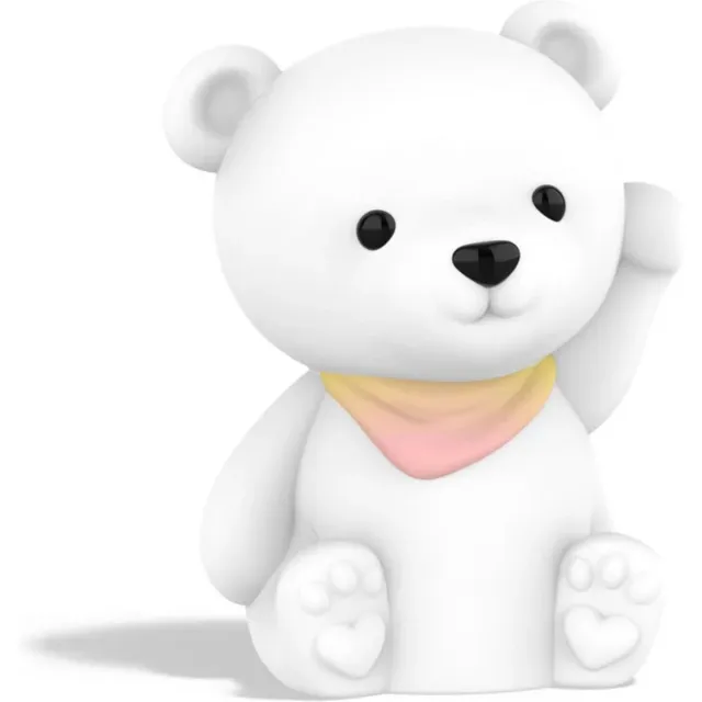 DHINK Nachtlampje Teddybeer Toto - oplaadbaar - in zacht knuffel-siliconen materiaal wit