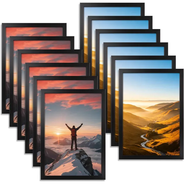 Lifhelpe Magnetische Fotolijsten - Zelfklevend - A4 - Set van 12 - Zwart