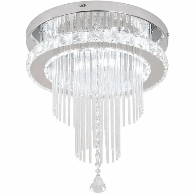 GreeLustr Kristallen Plafondlamp - Kroonluchter - Crystal Led Lamp - 30 cm - Dimbare LED Lamp - Met Afstandsbediening - Instelbare Kleur Chroom