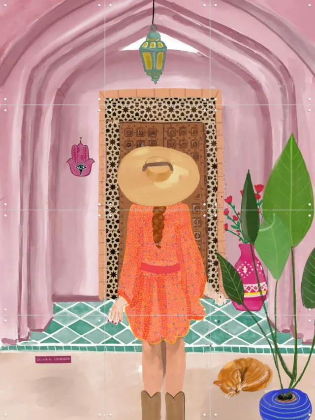 IXXI Souk Secret, Studio LaWiene - 60 x 80 cm - Grote wanddecoratie en posters - Modern, Kleurrijk, Pop art, Fantasierijk, Vintage, Illustraties Roze