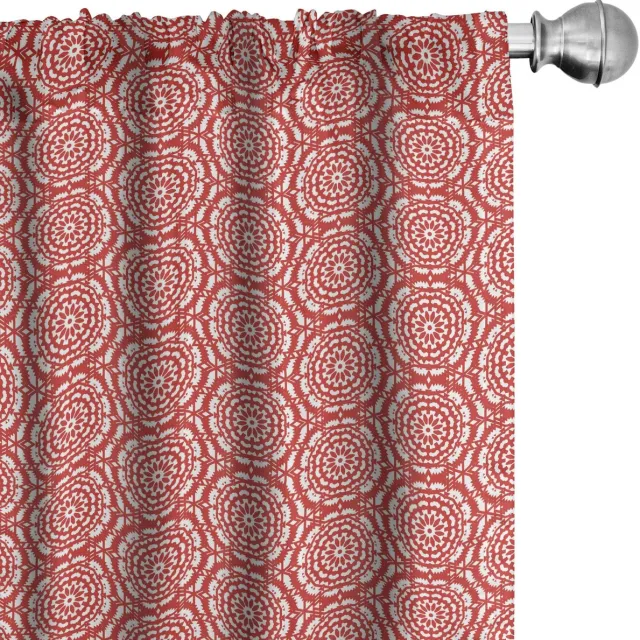 ABAKUHAUS Voorhangen – 2x75x175 cm – Rood-Wit Geometrisch