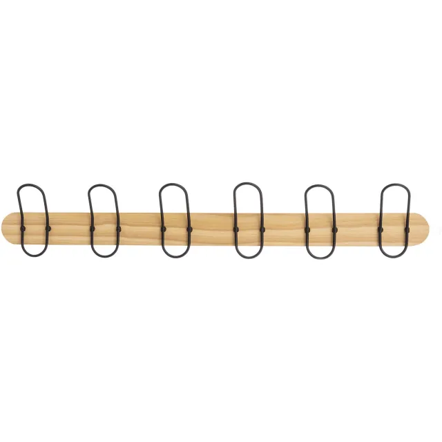 5 Five Simply Smart 5five Simply Smart - Houten kapstok voor de hal met 6 haken, 77 cm Beige