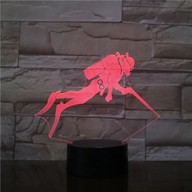 MC Living 3D Led Lamp Met Gravering - RGB 7 Kleuren - Duiken