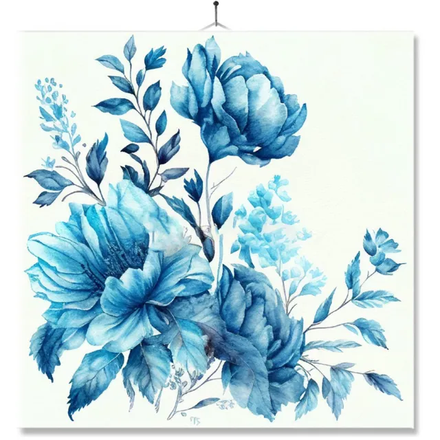 MC Living Tegel Met Opdruk | Kado | Cadeau | Delfs blauwe bloemen Ontwerp 14