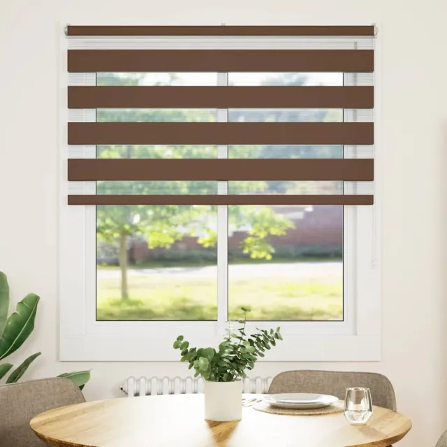 vidaXL Zebra rolgordijn 135x150 cm stofbreedte 130,9cm polyester bruin