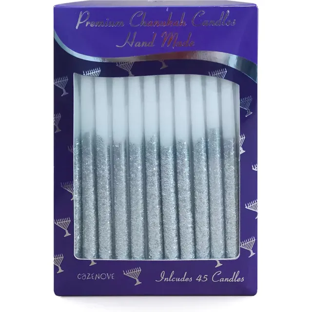 Cazenove Premium Chanukah Candles Glitter Silver