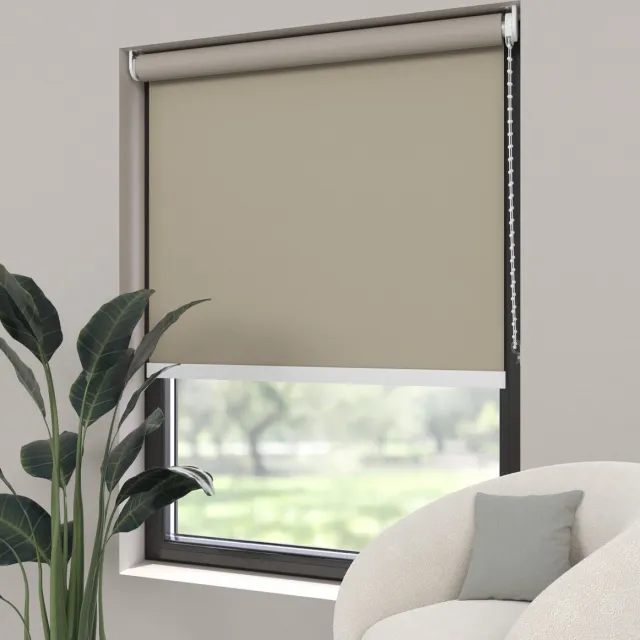 Dutchblinds Rolgordijn - verduisterend - Sand - 180x190cm - Raamdecoratie op maat
