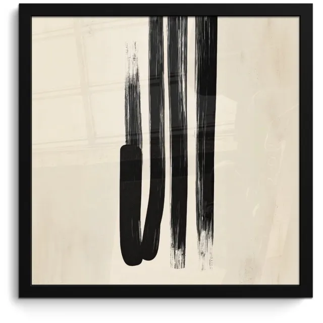 FrameYourWall Poster in lijst - Fotolijst 40x40 cm - Posters - Penseelstreken - Verticaal - Zwart - Posterlijst zwart - Decoratie - Wanddecoratie woonkamer - Muurdecoratie slaapkamer