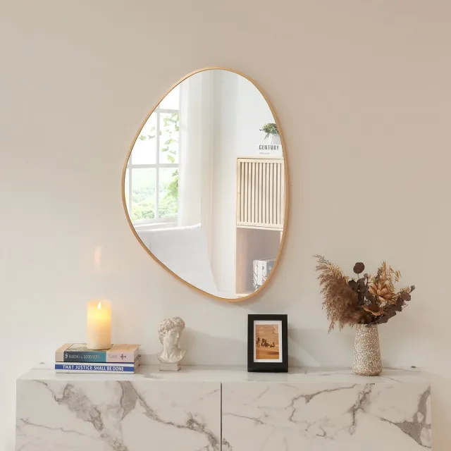 en.casa Wandspiegel Lardkapihond 75x53 cm goudkleurig [en.casa]